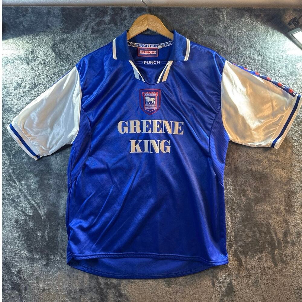VTG 1998 Punch Ipswich Town Official Home Kit/Jersey Men’s Large Blue RARE!